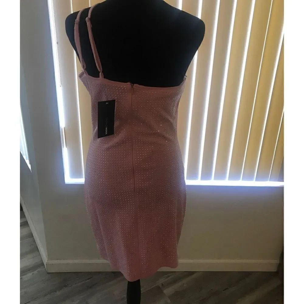 NWT~Pink & Rhinestone Studs Strappy Mini Dress Size Large - Picture 3 of 4